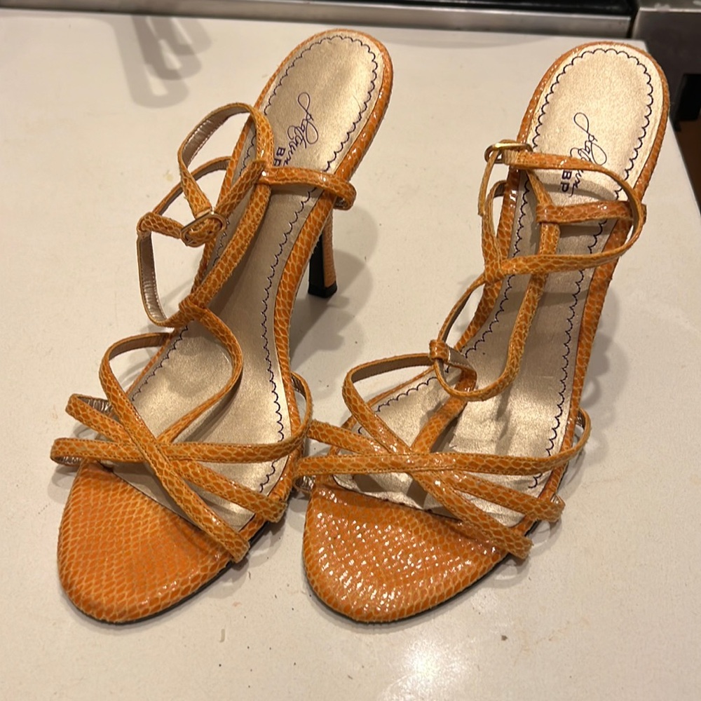 Yellow Snakeskin Platinum BP sandals